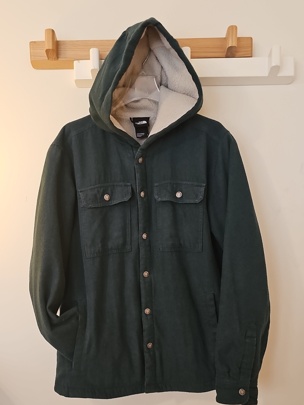 The North Face Men's Size S Dark Green Hooded Sherpa-Lined Field Jacket